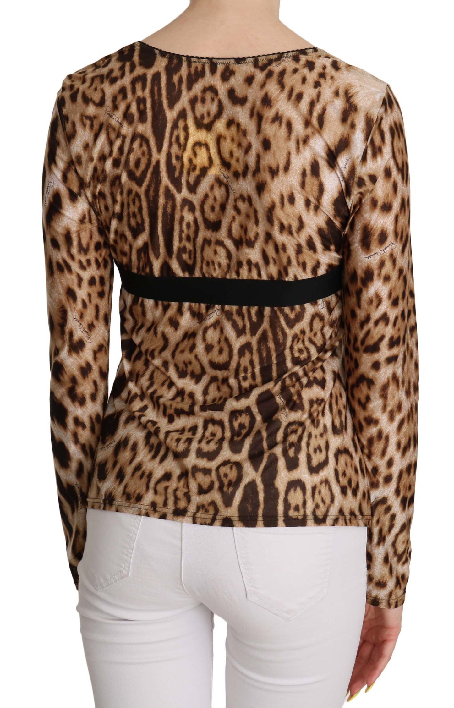 Elegante top de manga larga con estampado de leopardo