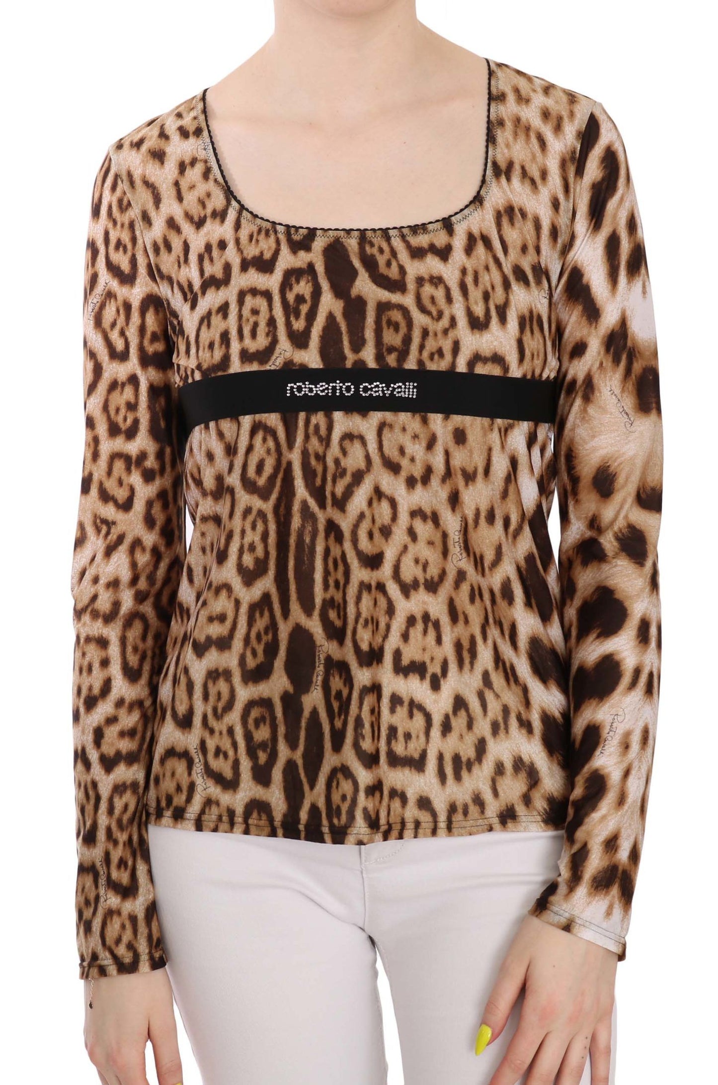 Elegante top de manga larga con estampado de leopardo