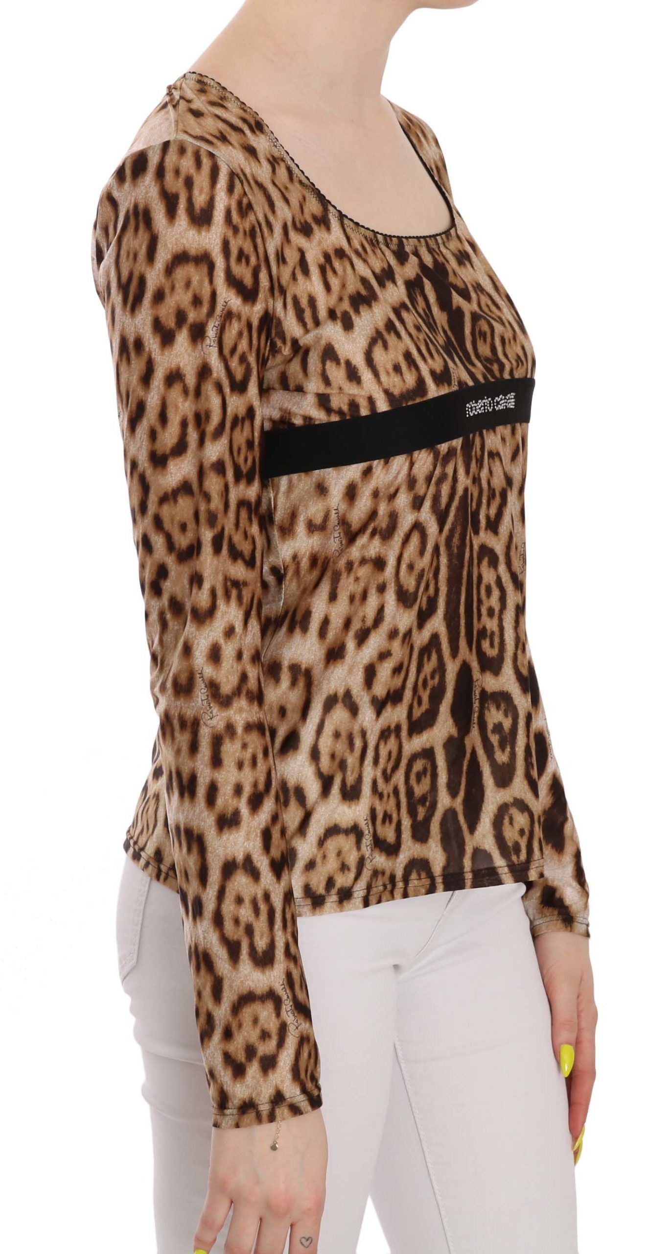 Elegante top de manga larga con estampado de leopardo