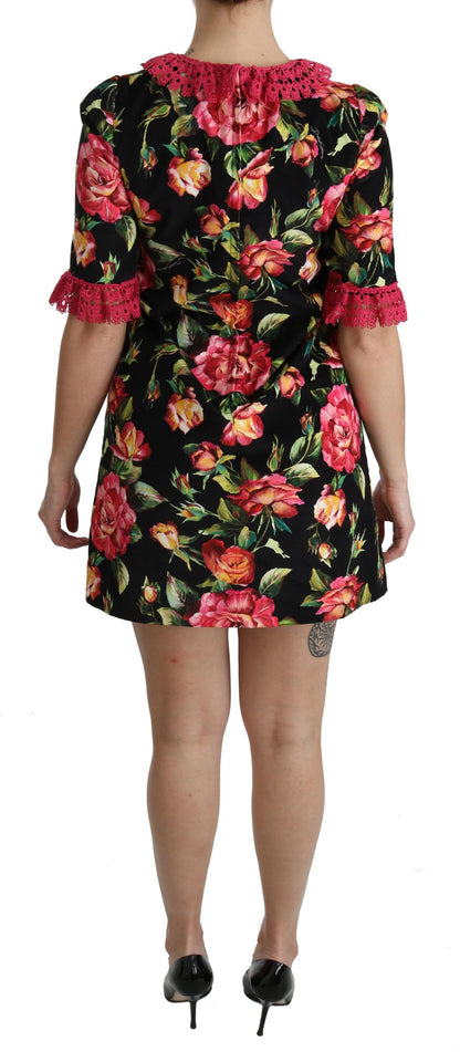 Elegante minivestido de encaje floral en forma de A