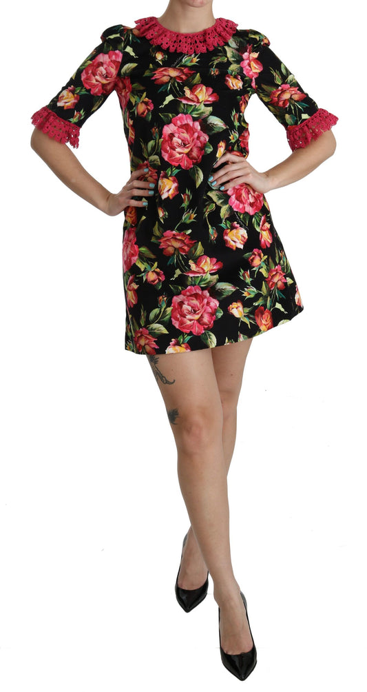 Elegante minivestido de encaje floral en forma de A