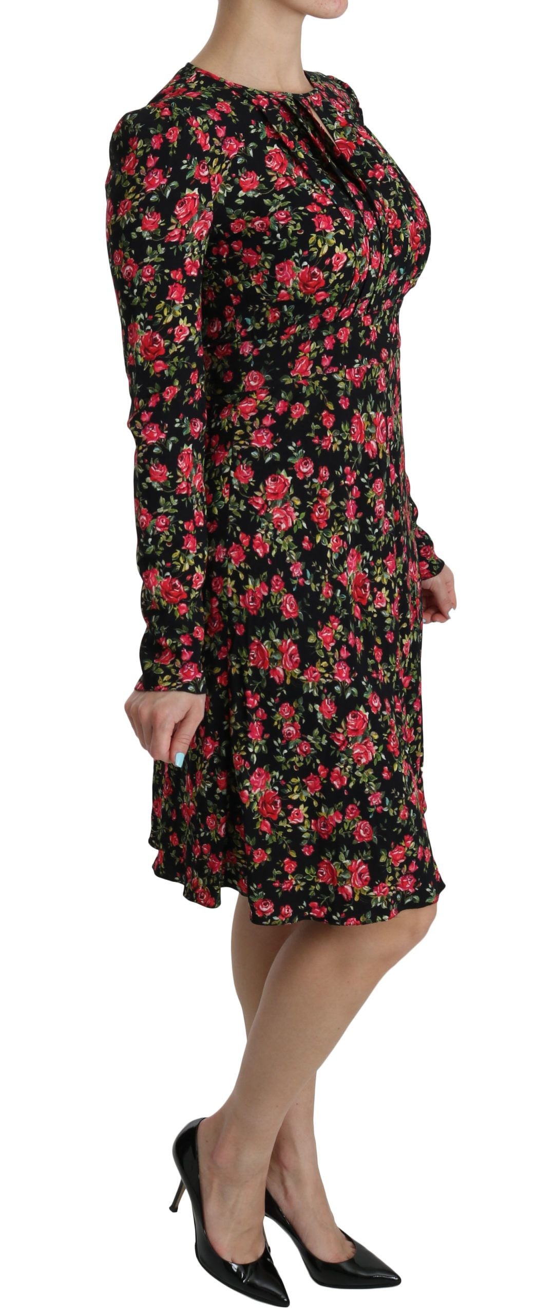 Vestido floral de viscosa en forma de A hasta la rodilla