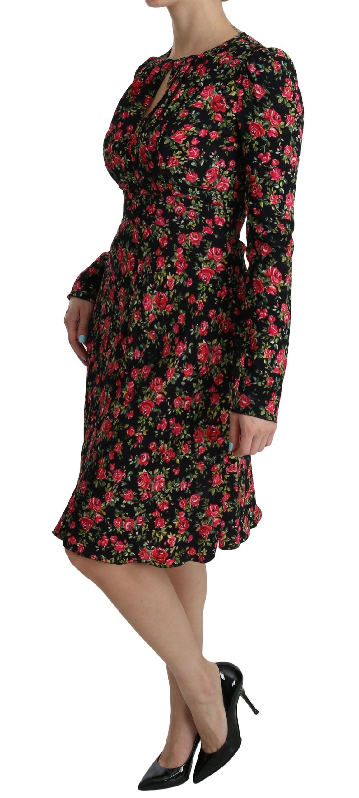 Vestido floral de viscosa en forma de A hasta la rodilla