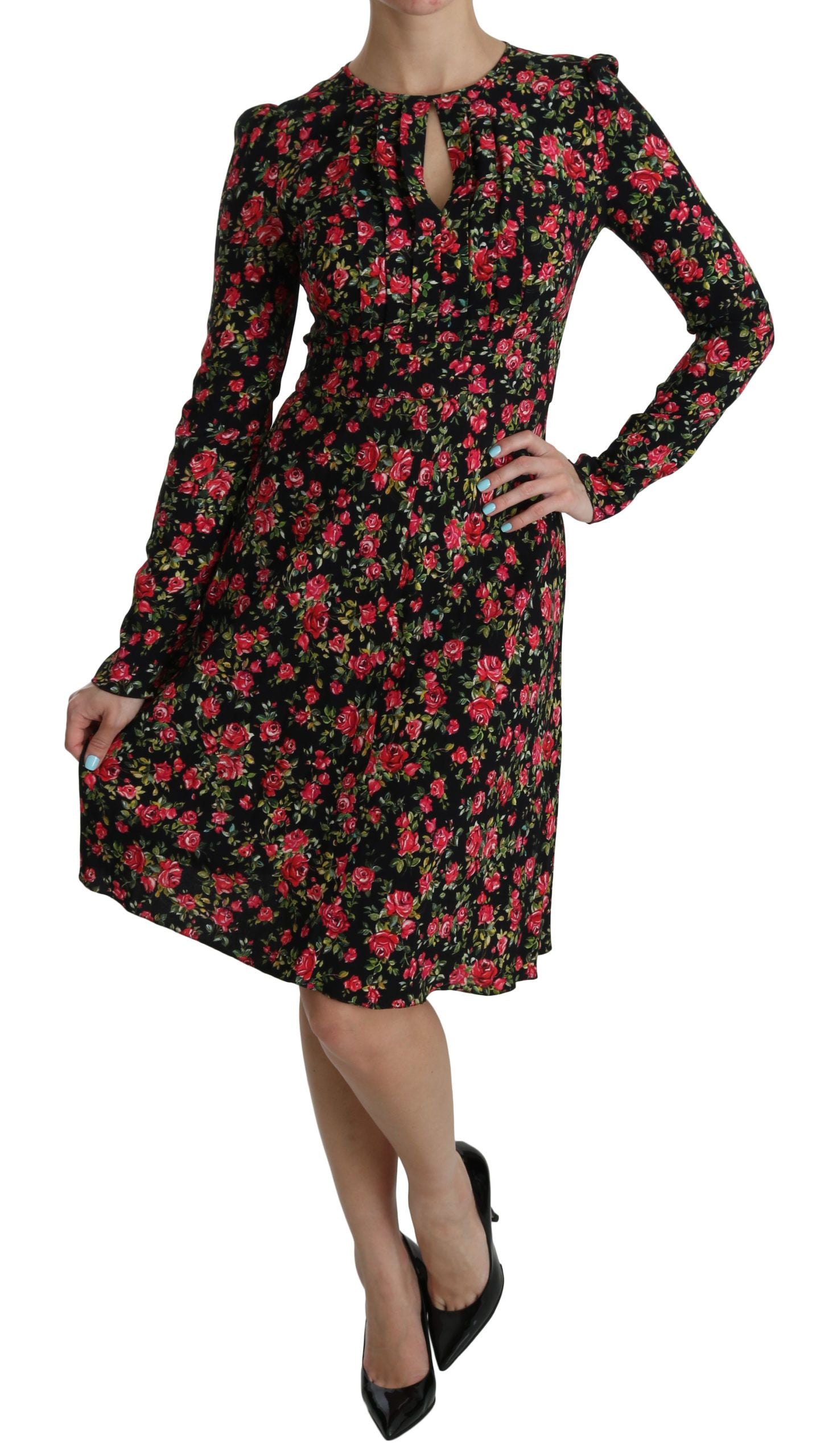 Vestido floral de viscosa en forma de A hasta la rodilla