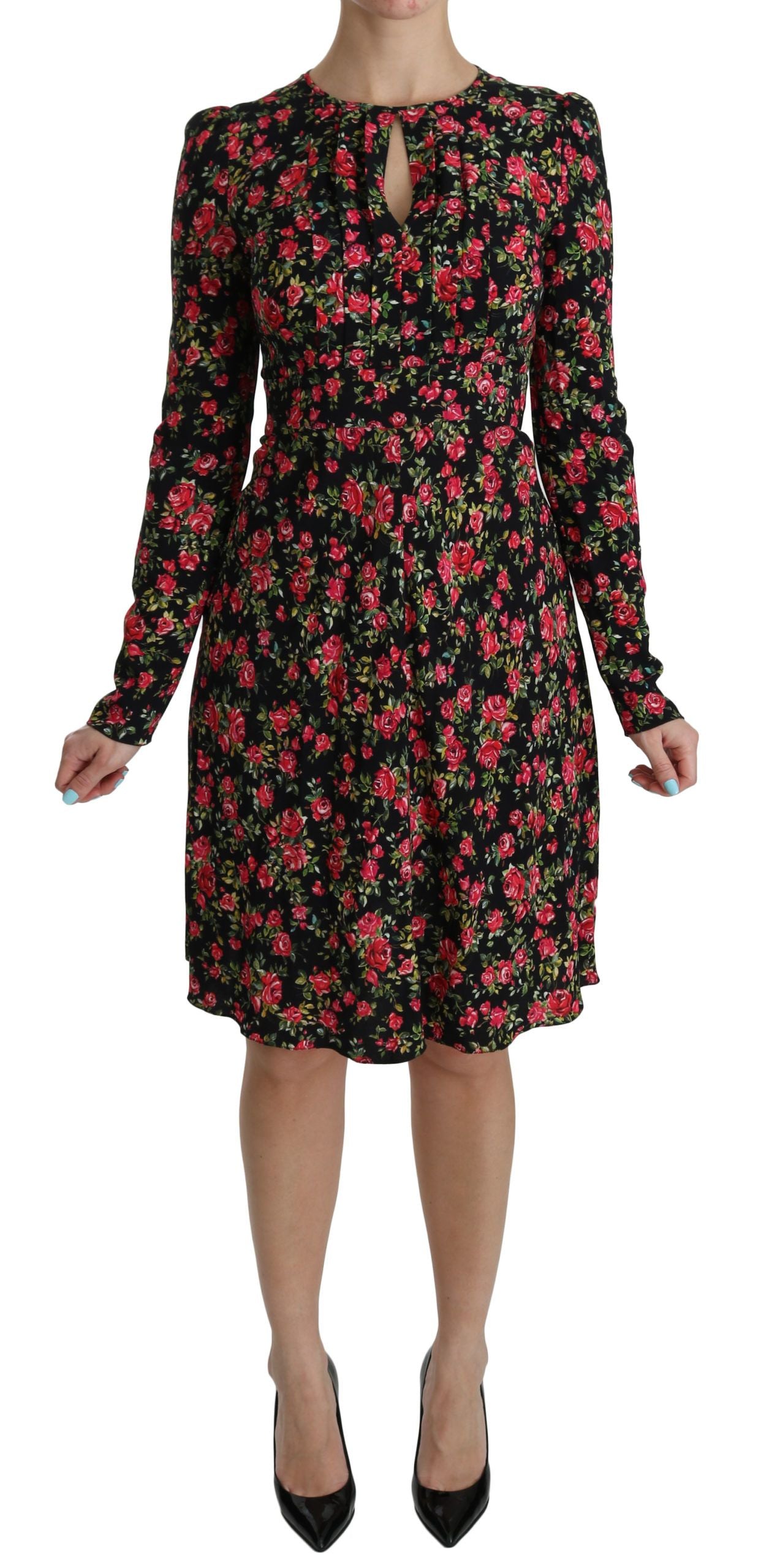 Vestido floral de viscosa en forma de A hasta la rodilla