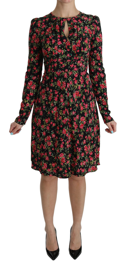 Vestido floral de viscosa en forma de A hasta la rodilla