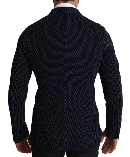 Elegante blazer entallado de lunares azul oscuro