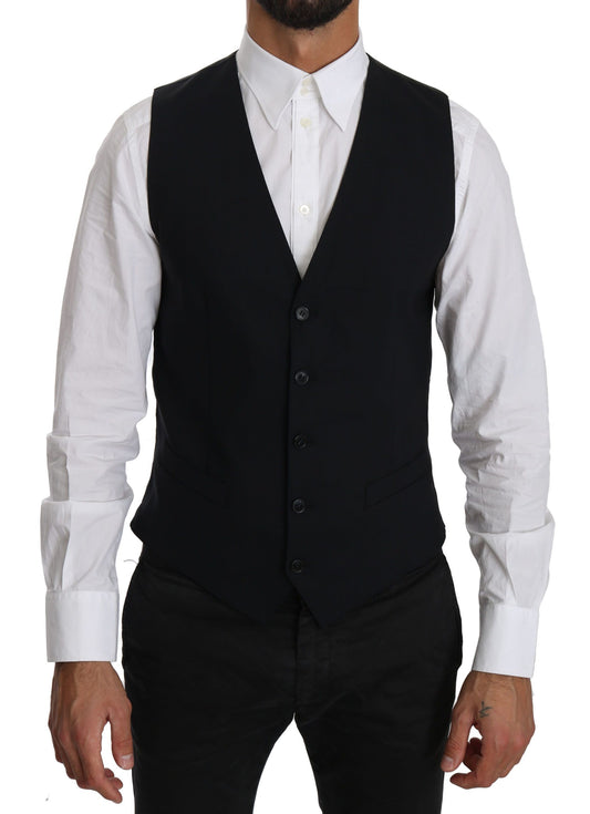 Chaleco elegante de vestir formal de mezcla de lana azul