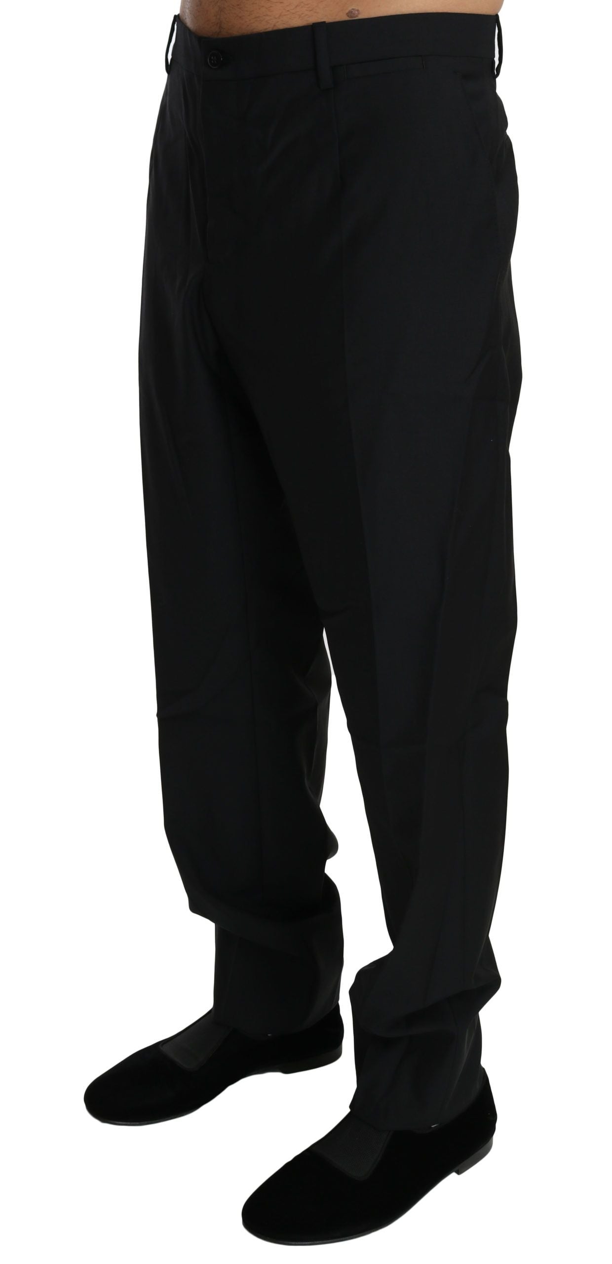 Elegante pantalón de vestir de lana virgen negra