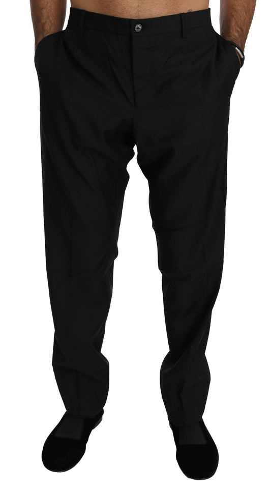 Elegante pantalón de vestir de lana virgen negra