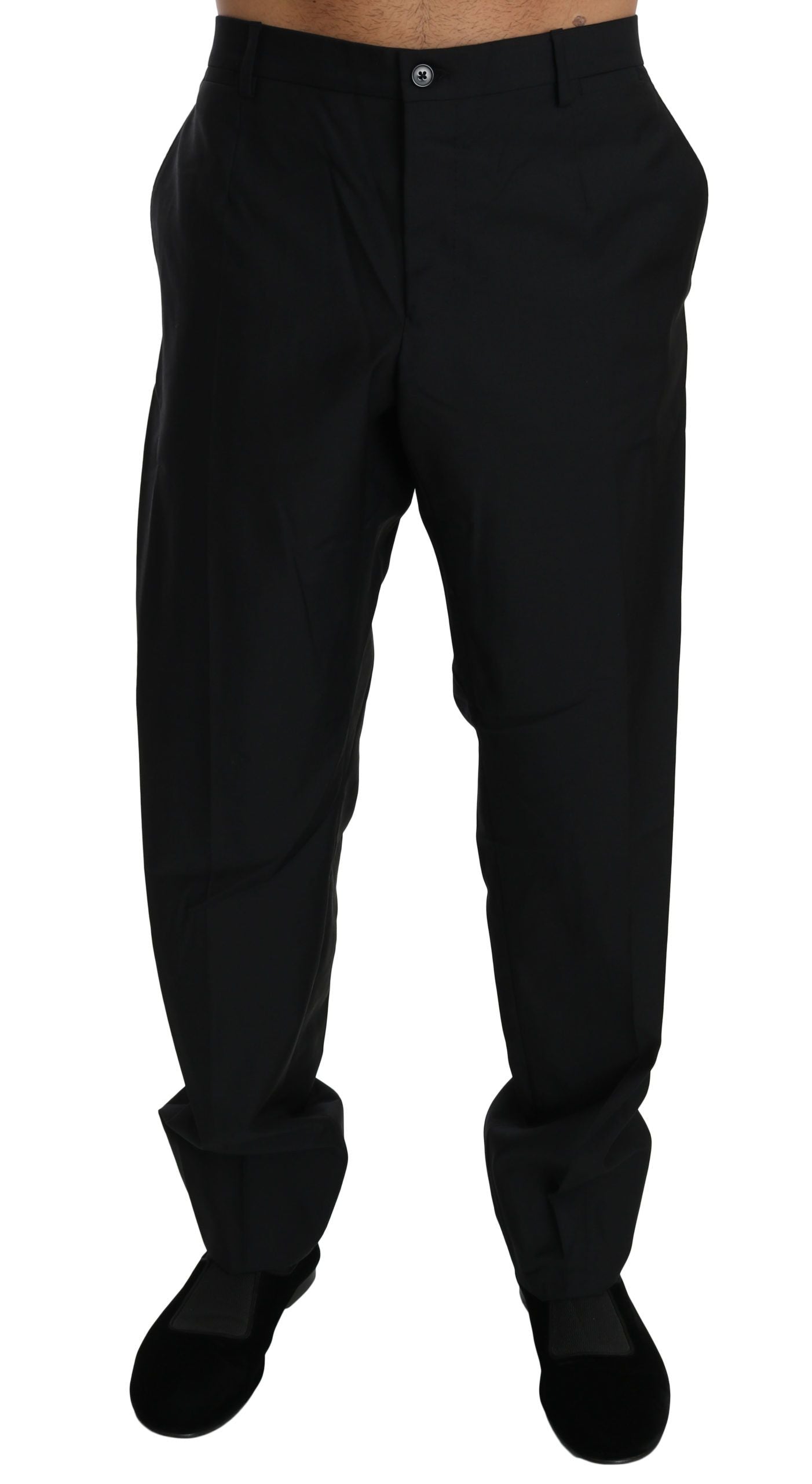Elegante pantalón de vestir de lana virgen negra
