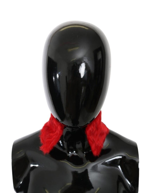 Elegante bufanda de piel de cordero roja