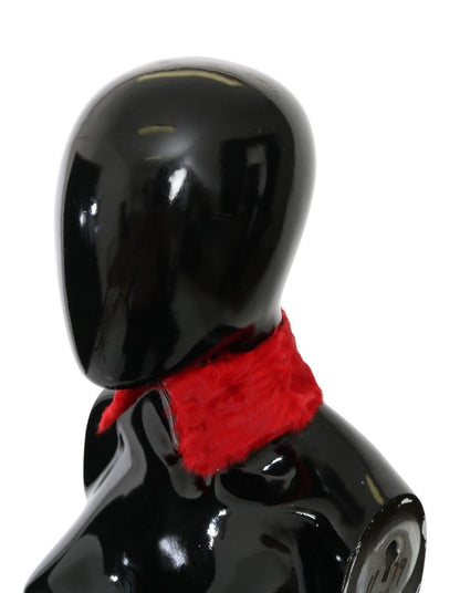 Elegante bufanda de piel de cordero roja