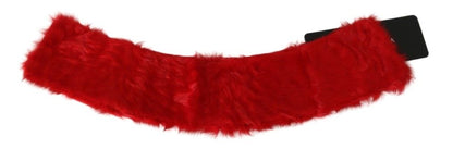 Elegante bufanda de piel de cordero roja