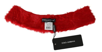 Elegante bufanda de piel de cordero roja