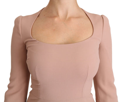 Elegante vestido rosa claro de corte A hasta la rodilla