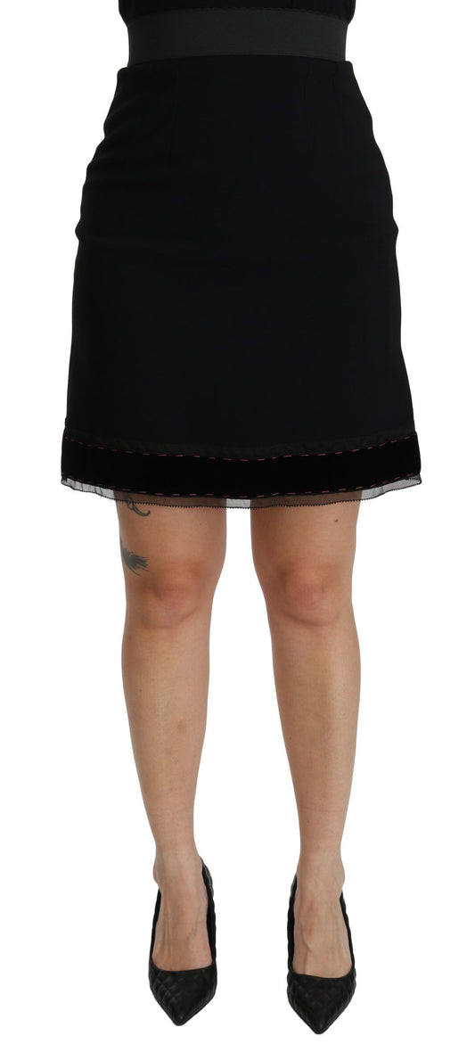 Falda negra elegante de cintura alta
