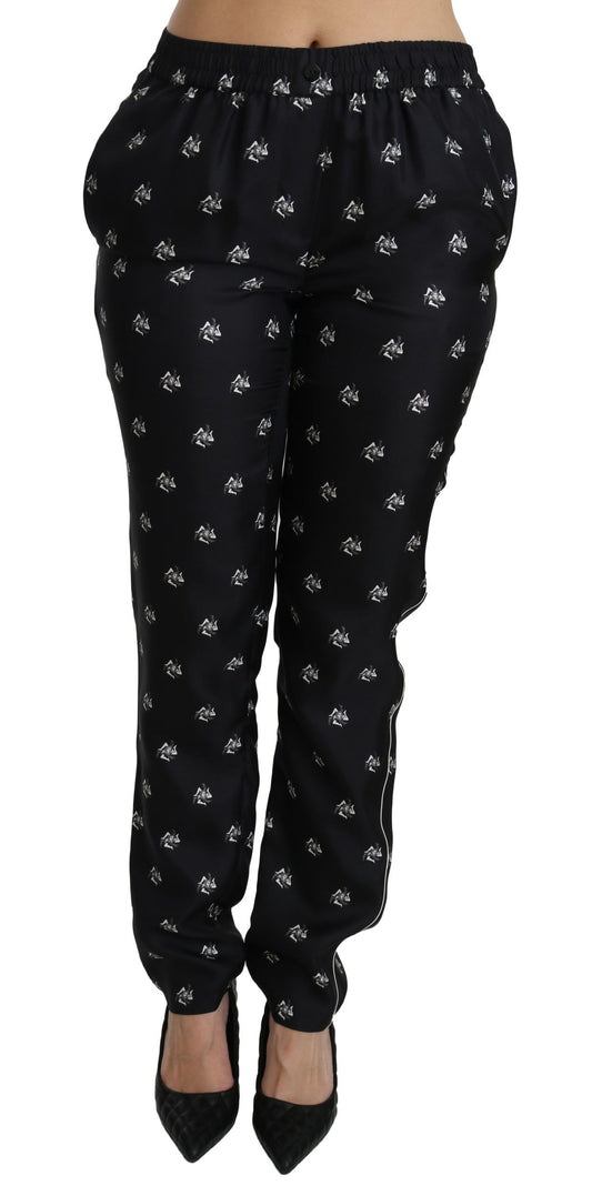 Pantalones elegantes de seda ajustados de cintura media