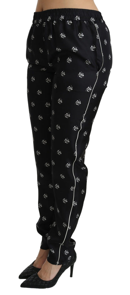 Pantalones elegantes de seda ajustados de cintura media