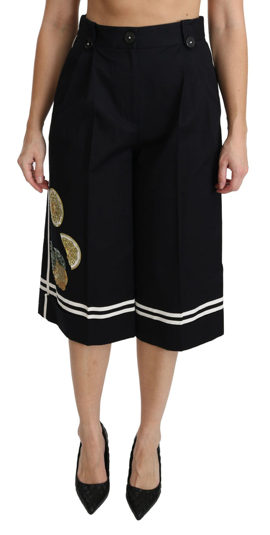Pantalones Palazzo de cintura alta en color negro limón