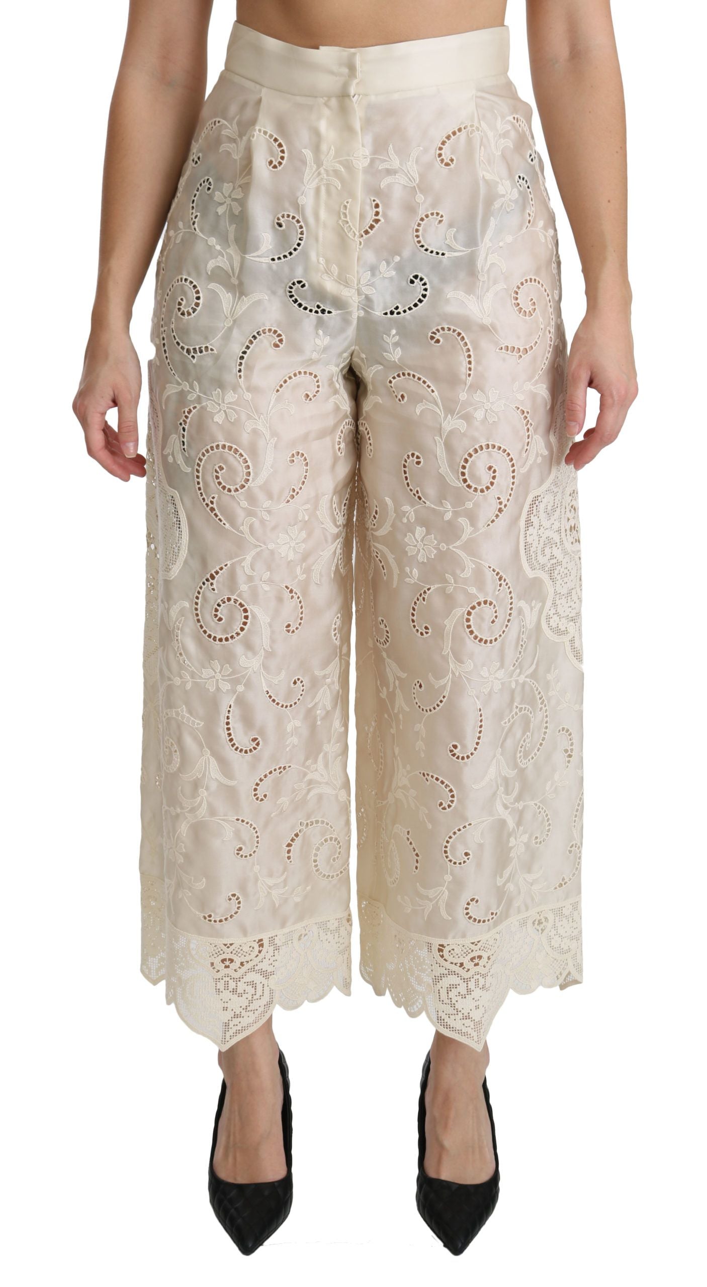 Elegantes pantalones palazzo cropped de cintura alta