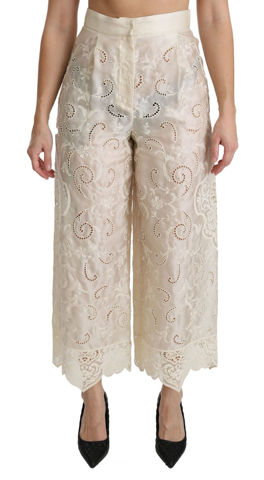 Elegantes pantalones palazzo cropped de cintura alta
