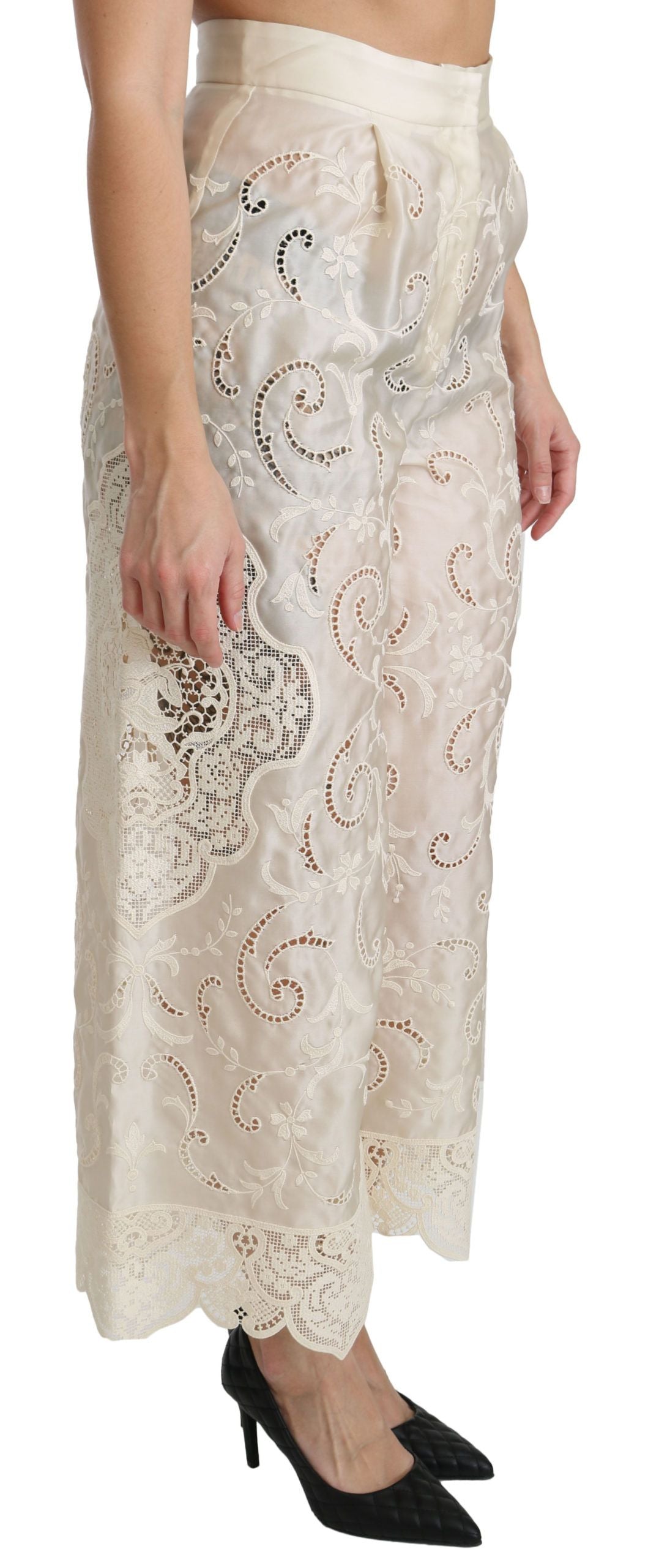 Elegantes pantalones palazzo cropped de cintura alta