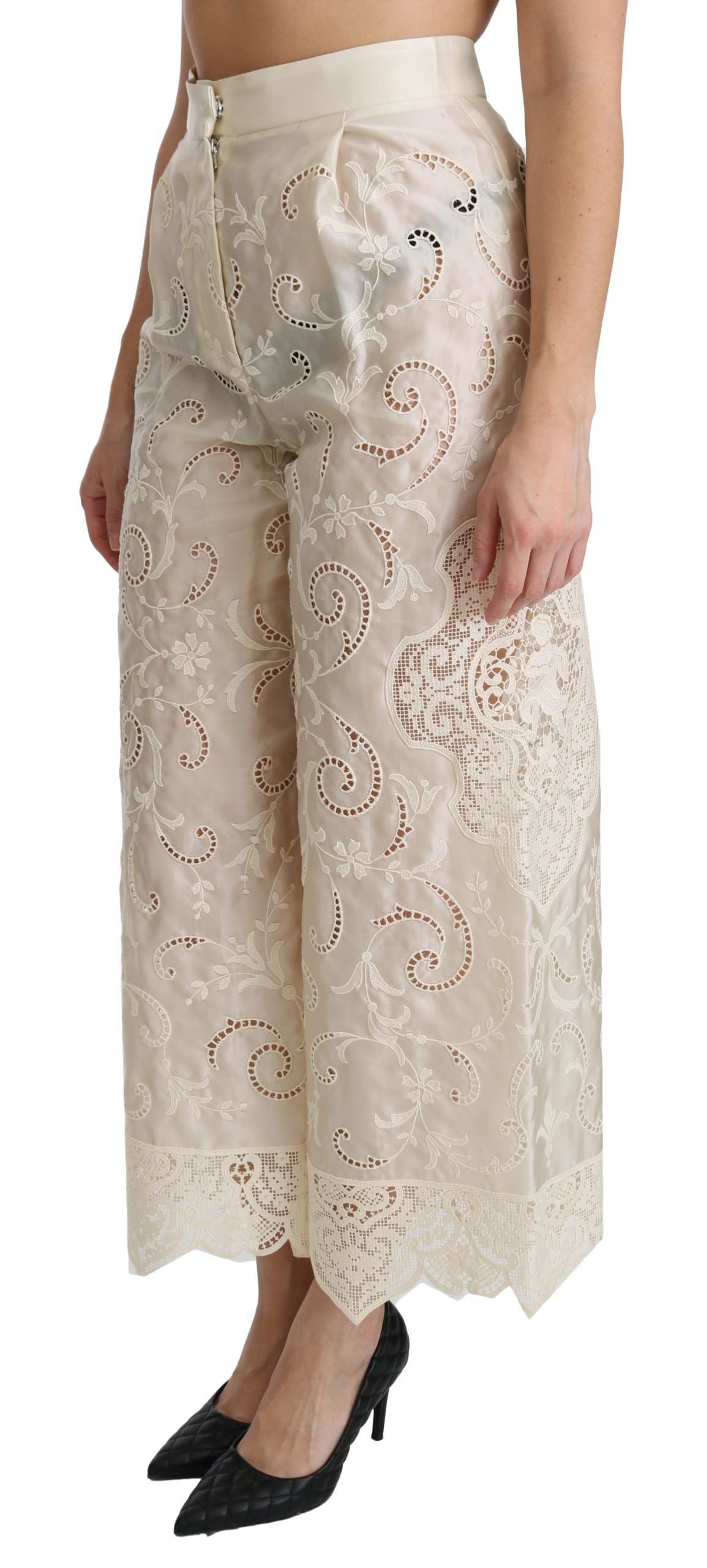 Elegantes pantalones palazzo cropped de cintura alta