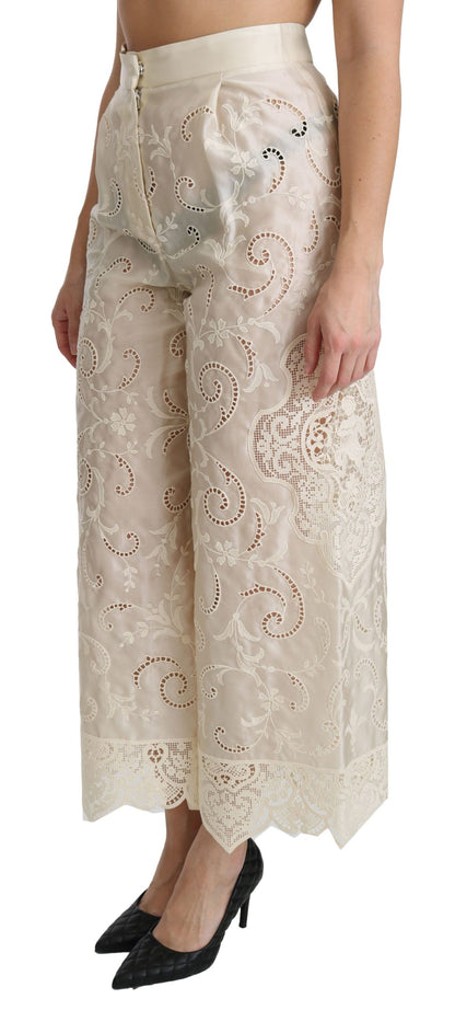 Elegantes pantalones palazzo cropped de cintura alta