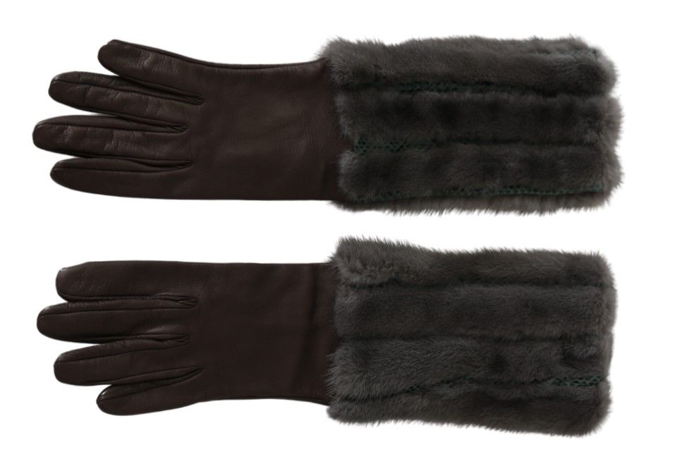 Elegantes guantes de cuero marrón hasta la mitad del brazo