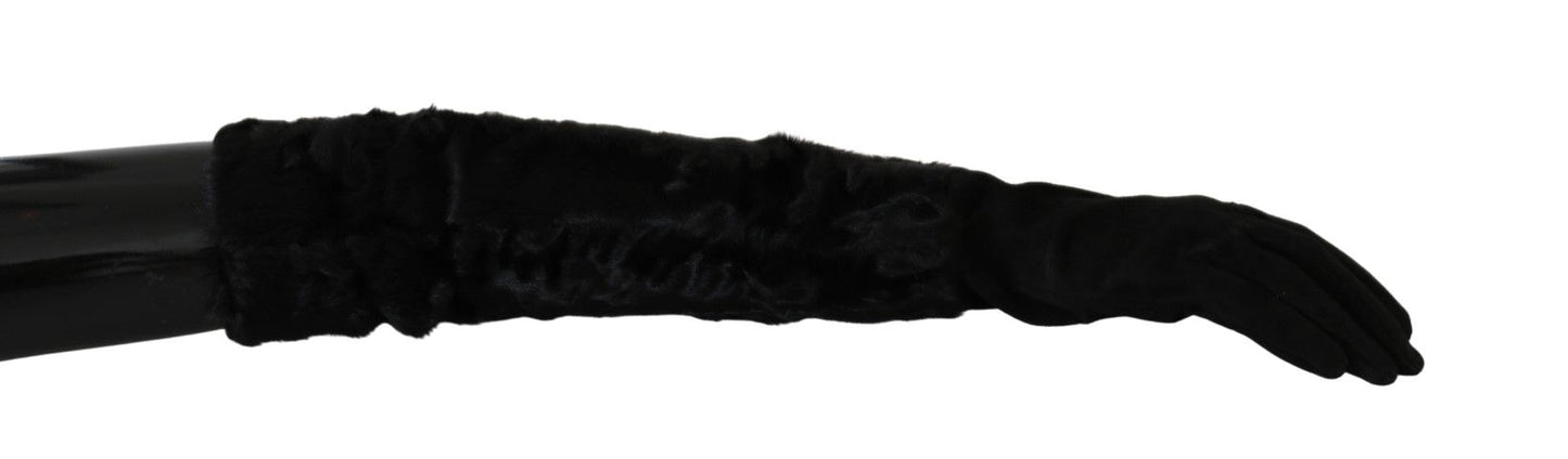 Guantes elegantes de gamuza hasta el codo