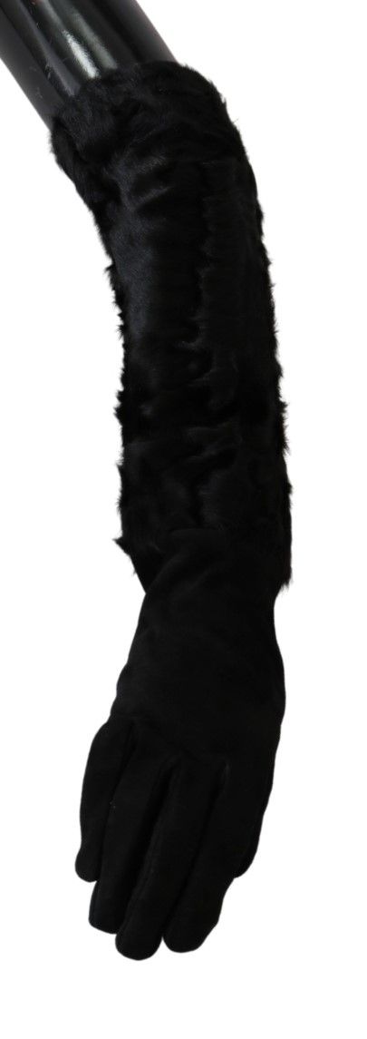 Guantes elegantes de gamuza hasta el codo