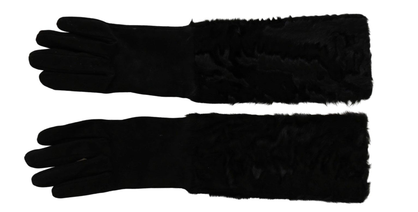 Guantes elegantes de gamuza hasta el codo