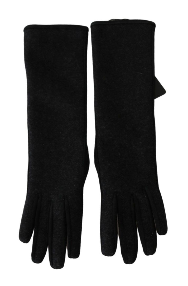 Elegantes guantes de lana de longitud media en color negro