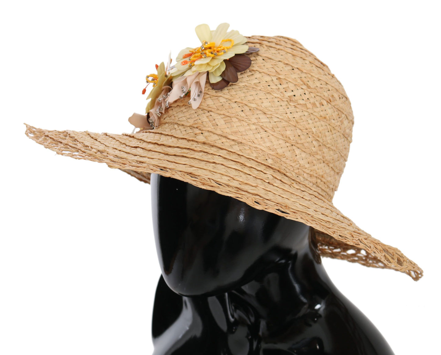 Elegante sombrero de pescador con estampado floral beige