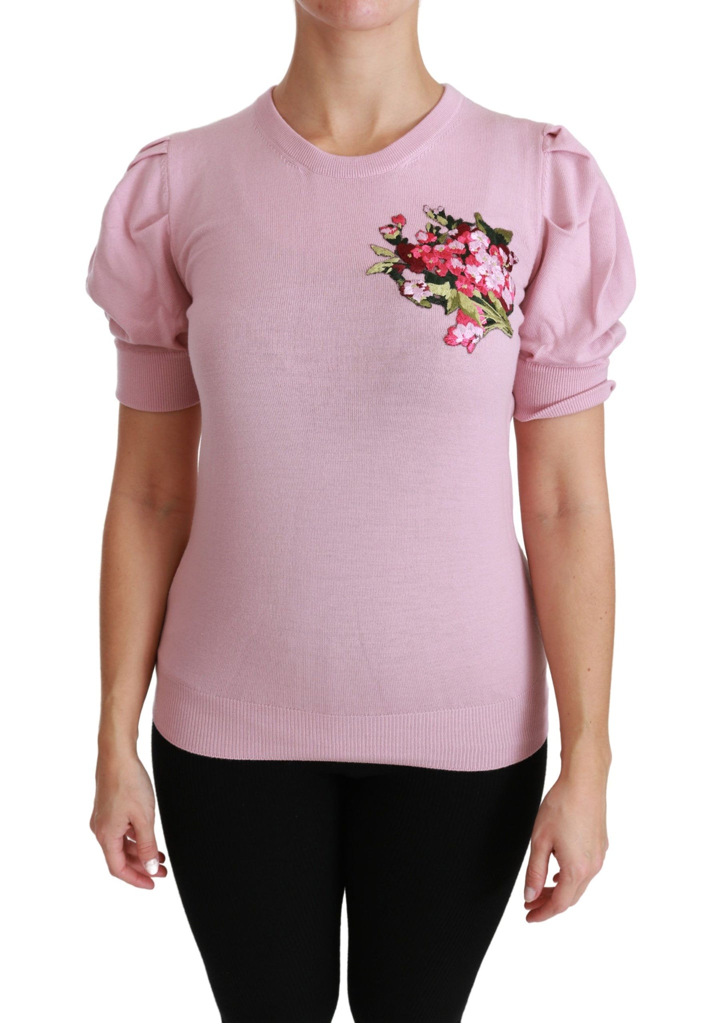 Elegante blusa bordada de lana virgen