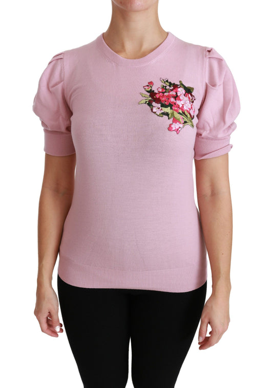 Elegante blusa bordada de lana virgen