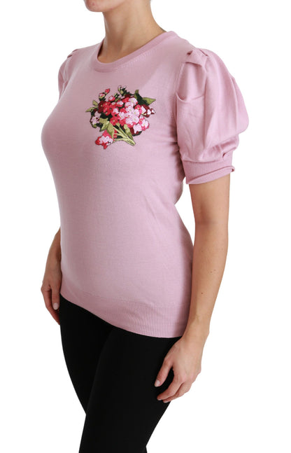Elegante blusa bordada de lana virgen