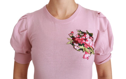 Elegante blusa bordada de lana virgen