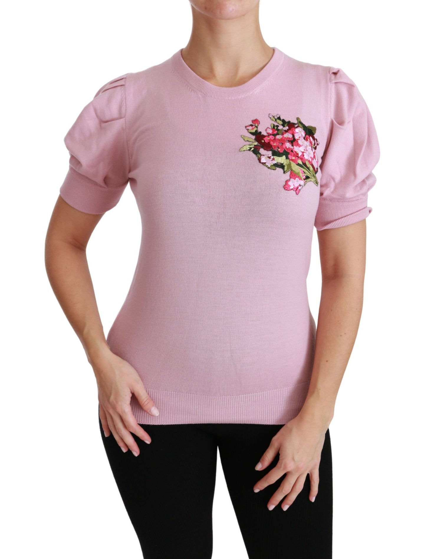 Elegante blusa bordada de lana virgen