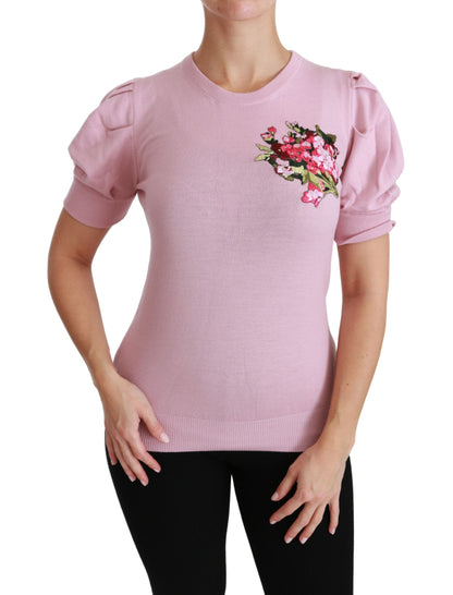 Elegante blusa bordada de lana virgen