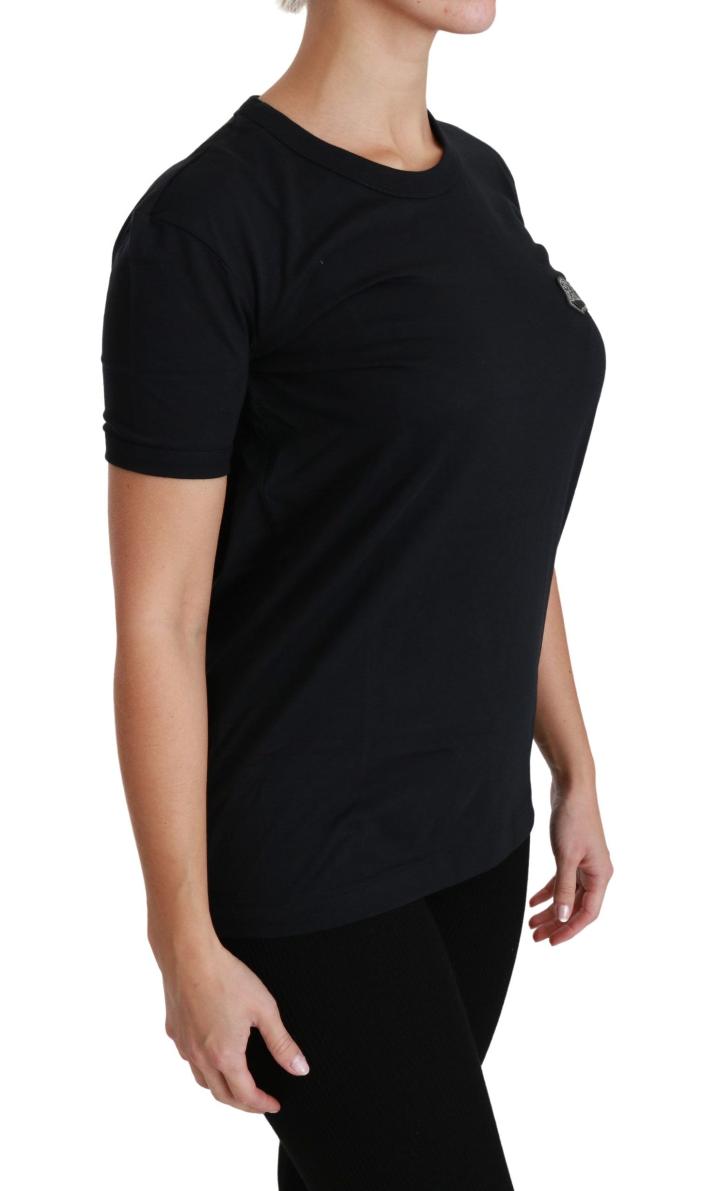 Elegante camiseta azul Amore con cuello redondo