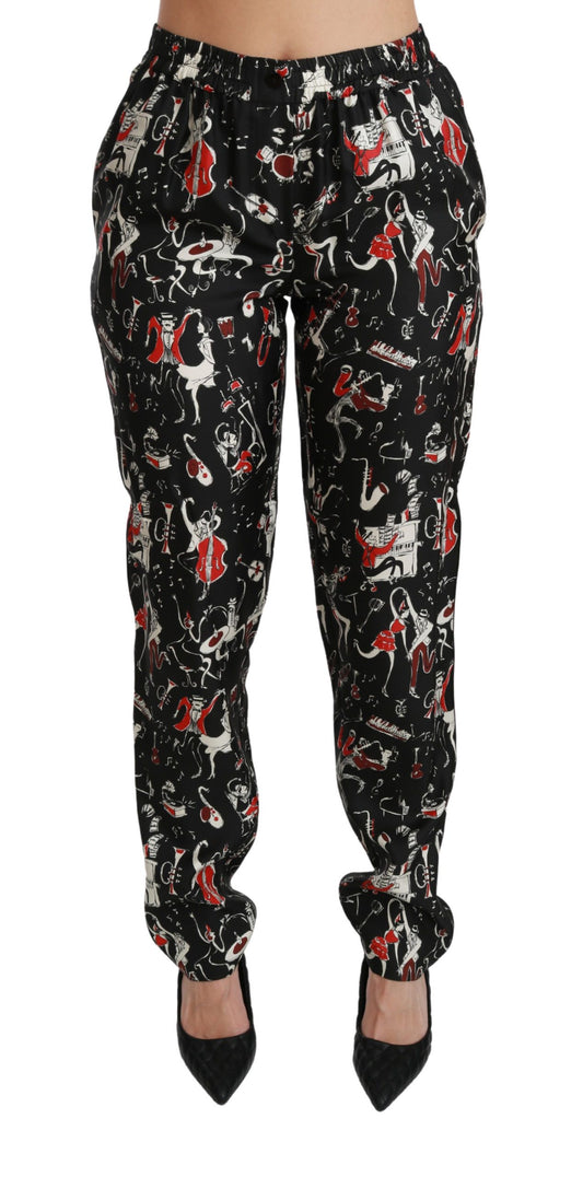 Pantalones de seda elegantes de talle medio y corte entallado