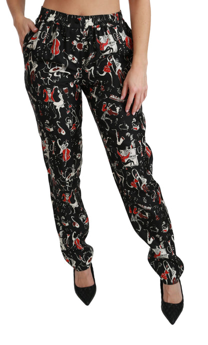 Pantalones de seda elegantes de talle medio y corte entallado
