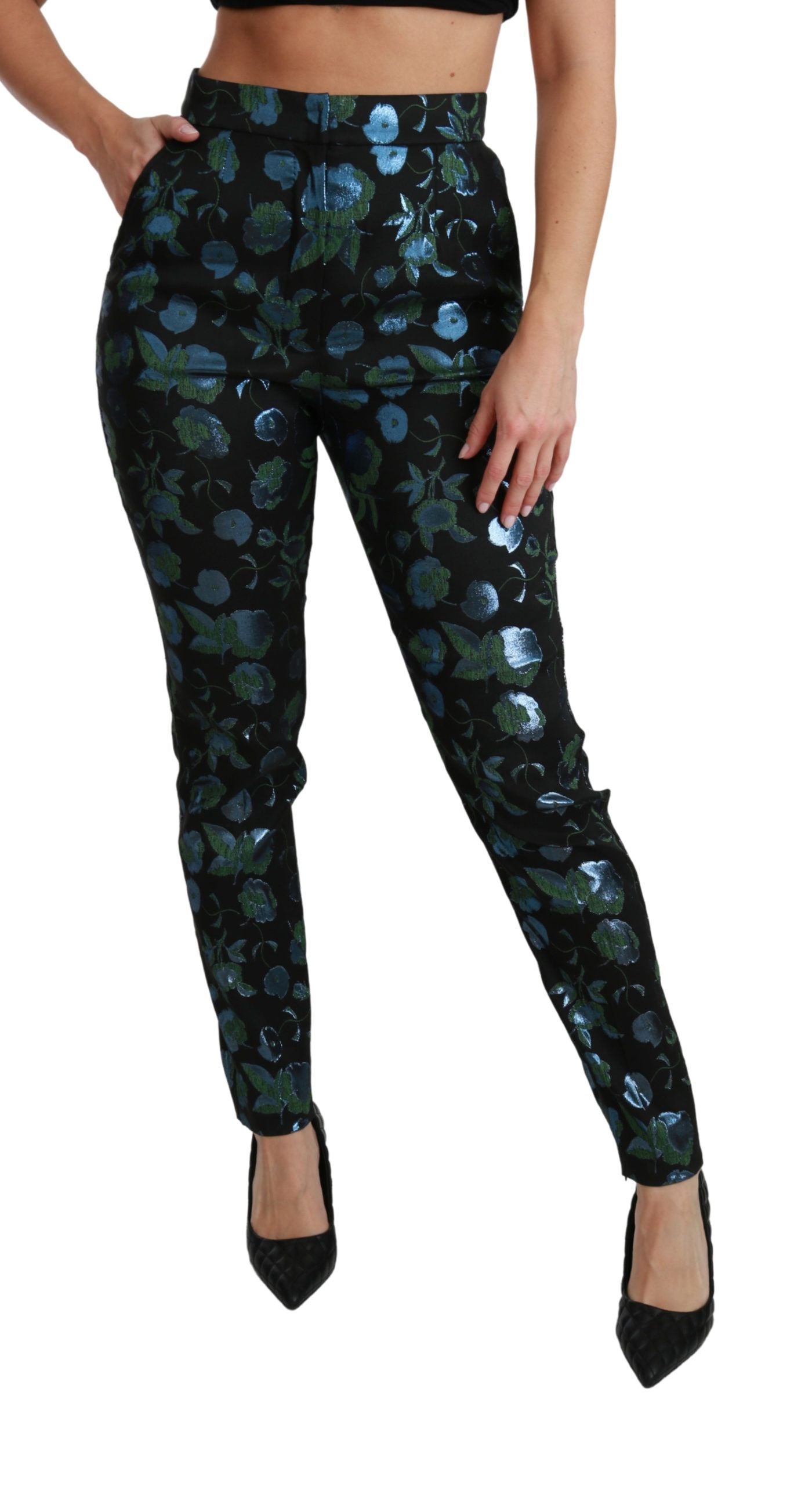 Pantalones ajustados de cintura alta con estampado floral