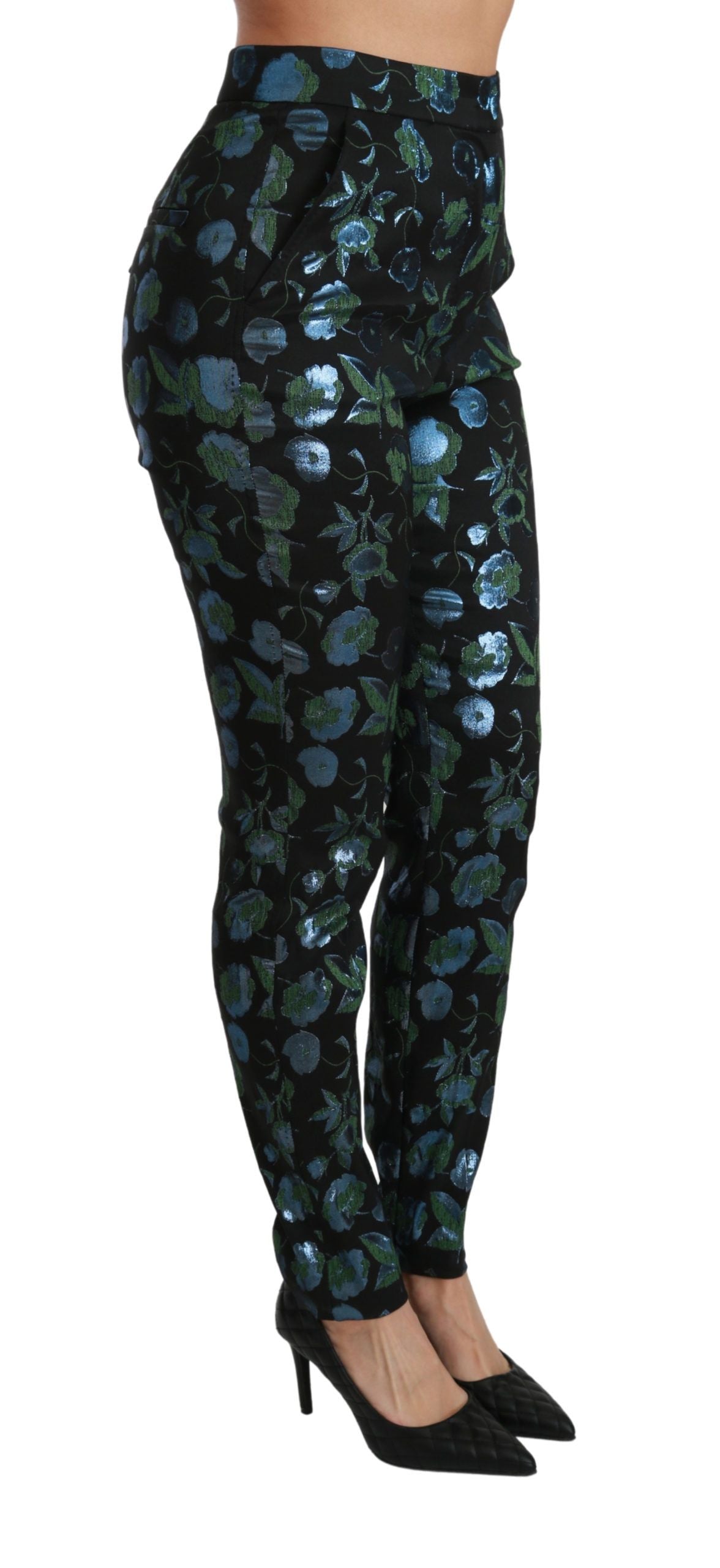 Pantalones ajustados de cintura alta con estampado floral