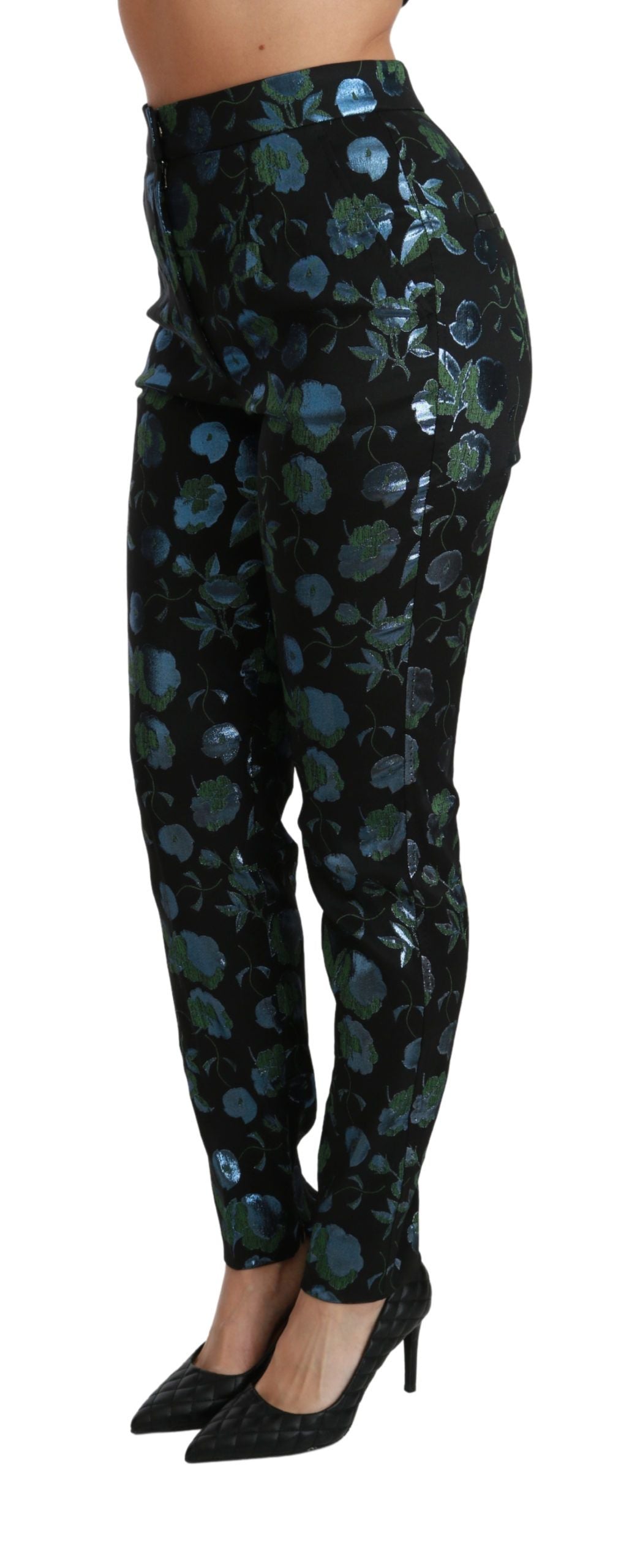 Pantalones ajustados de cintura alta con estampado floral