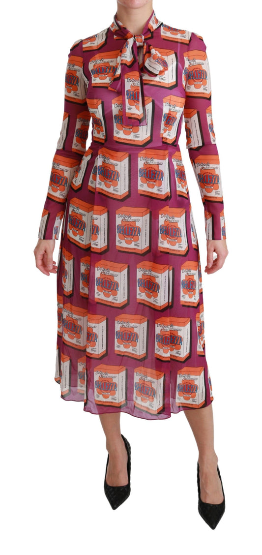 Elegante vestido largo de seda con estampado Bellezza
