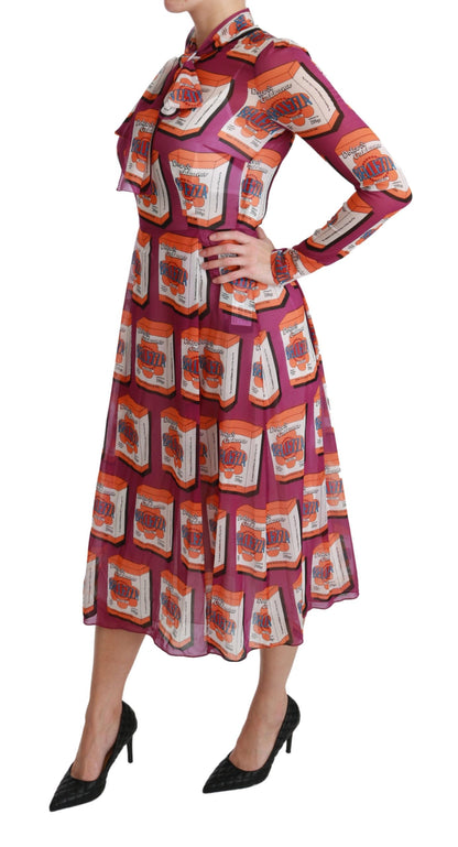 Elegante vestido largo de seda con estampado Bellezza