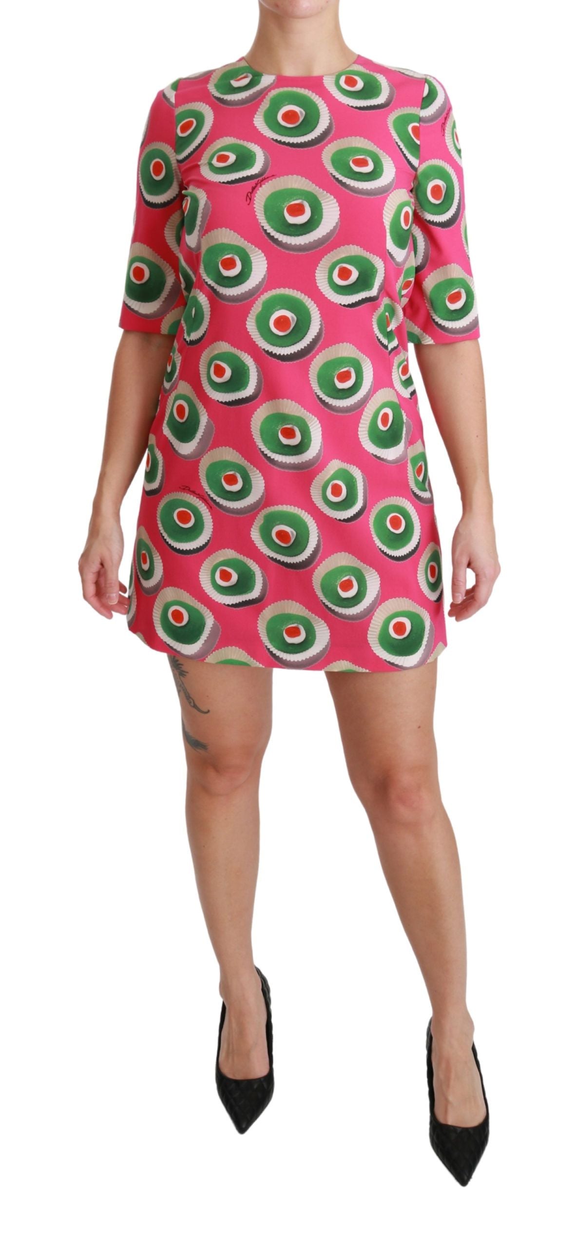 Vestido corto recto con cupcakes de Sicilia en color rosa